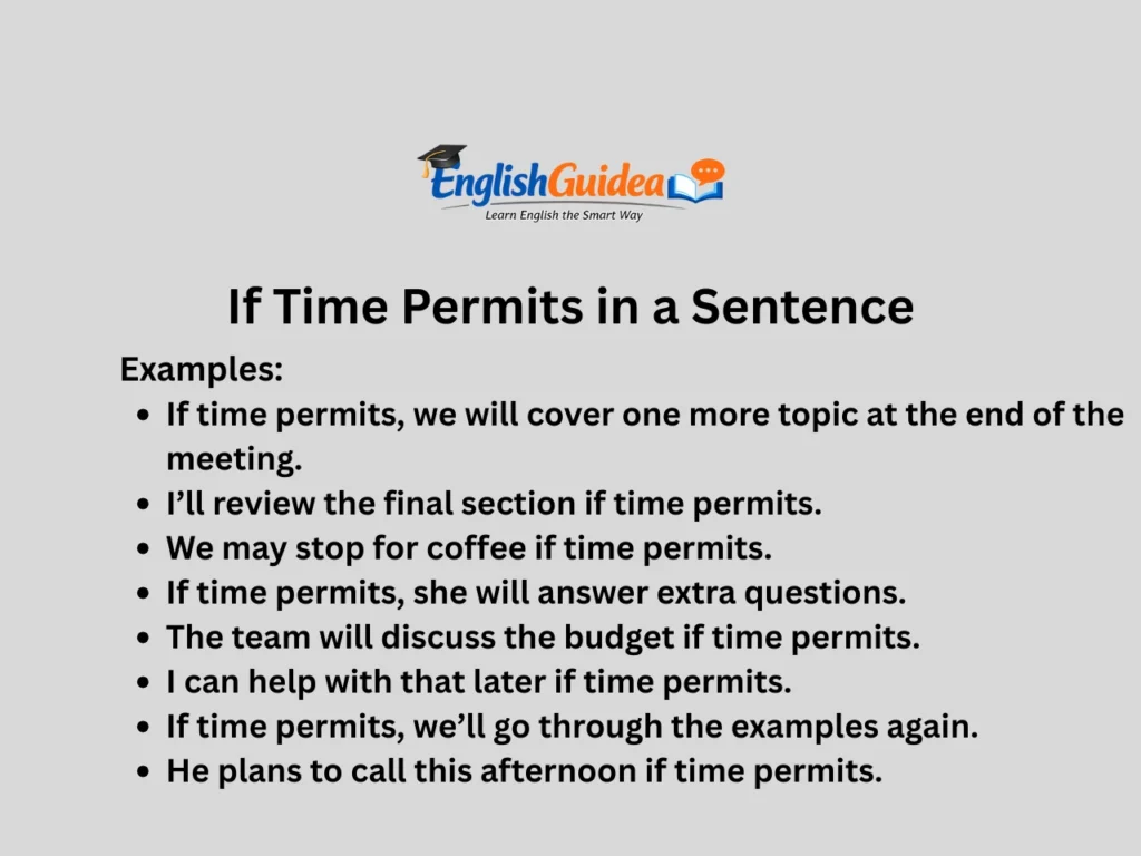 If Time Permits in a Sentence
