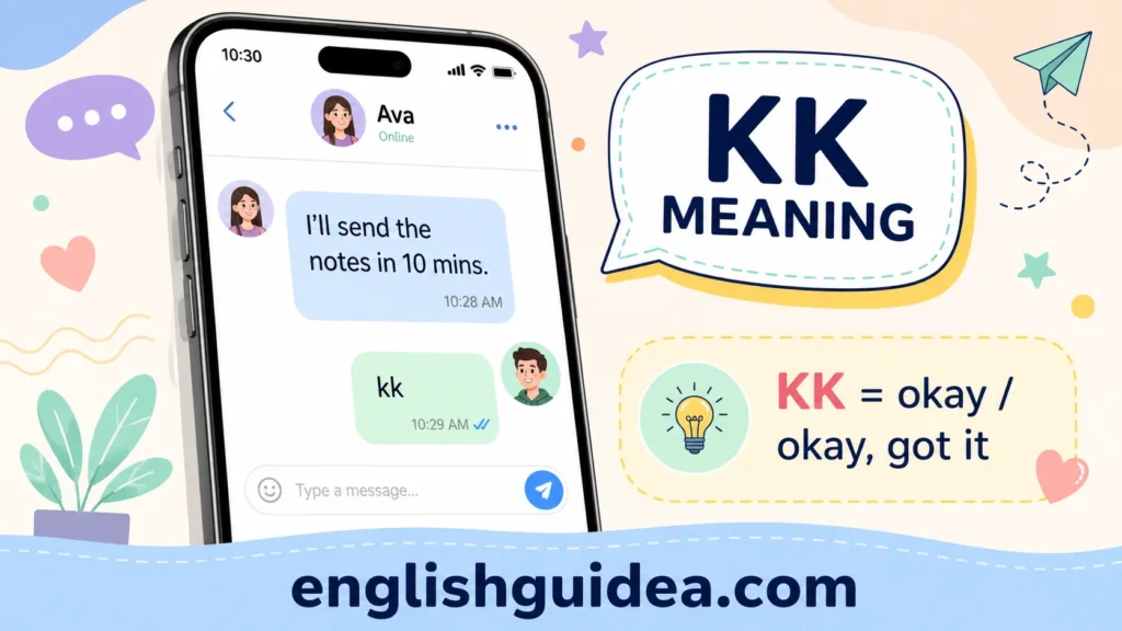 kk meaning in text examples